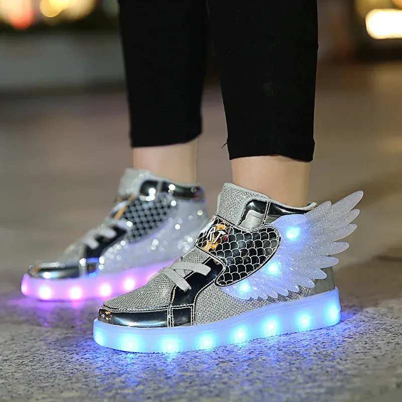 Luminous Kids Shoes Fashion Street Hip-hop Girls Boys Flashing Sneakers USB Rechargeable Skateboarding Shoes Casual Sports Shoes