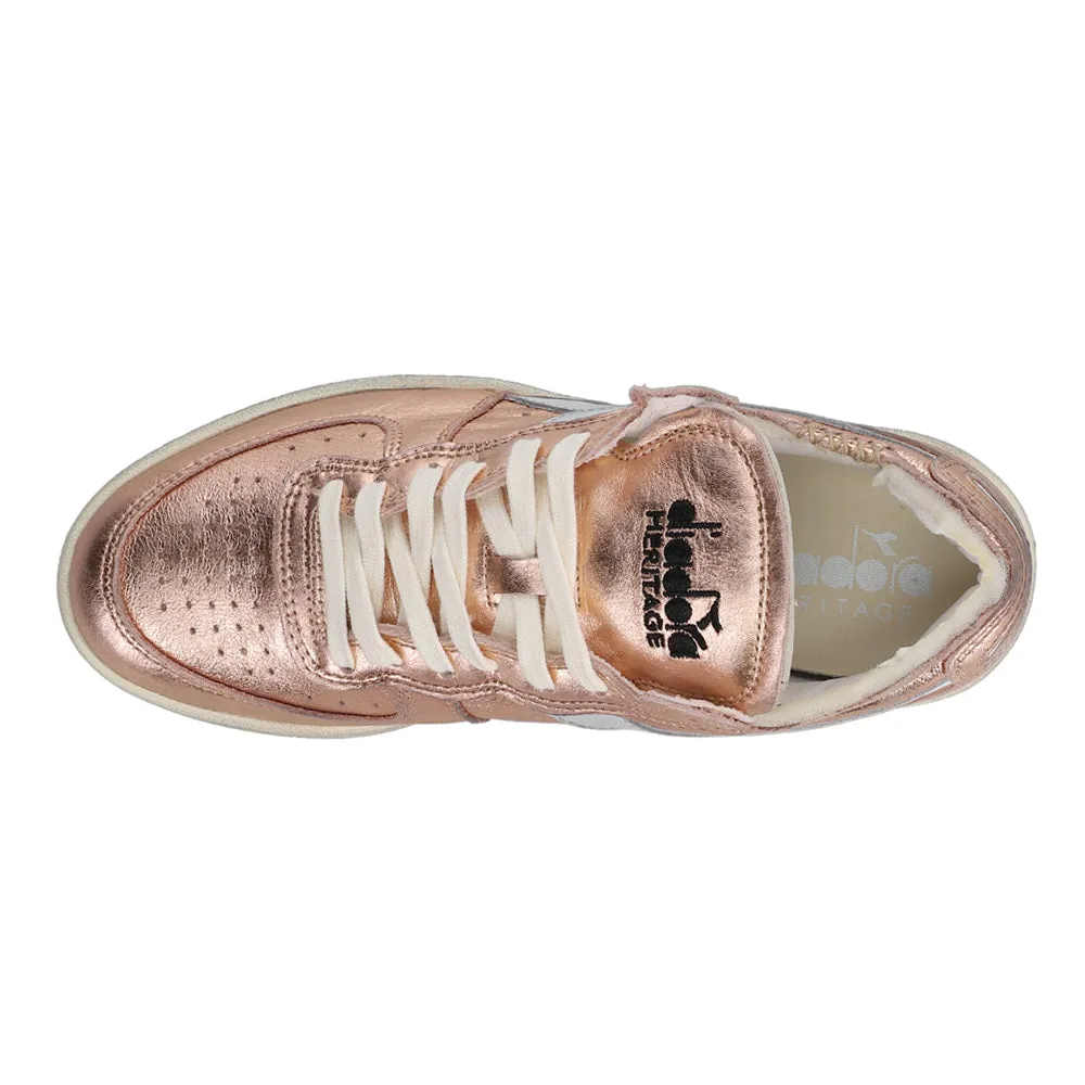 Mi Basket Row Cut Metallic Used Lace Up Sneakers