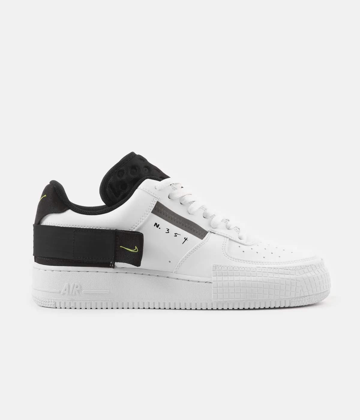 Nike Air Force 1 Type Shoes - White / Volt - Black - White