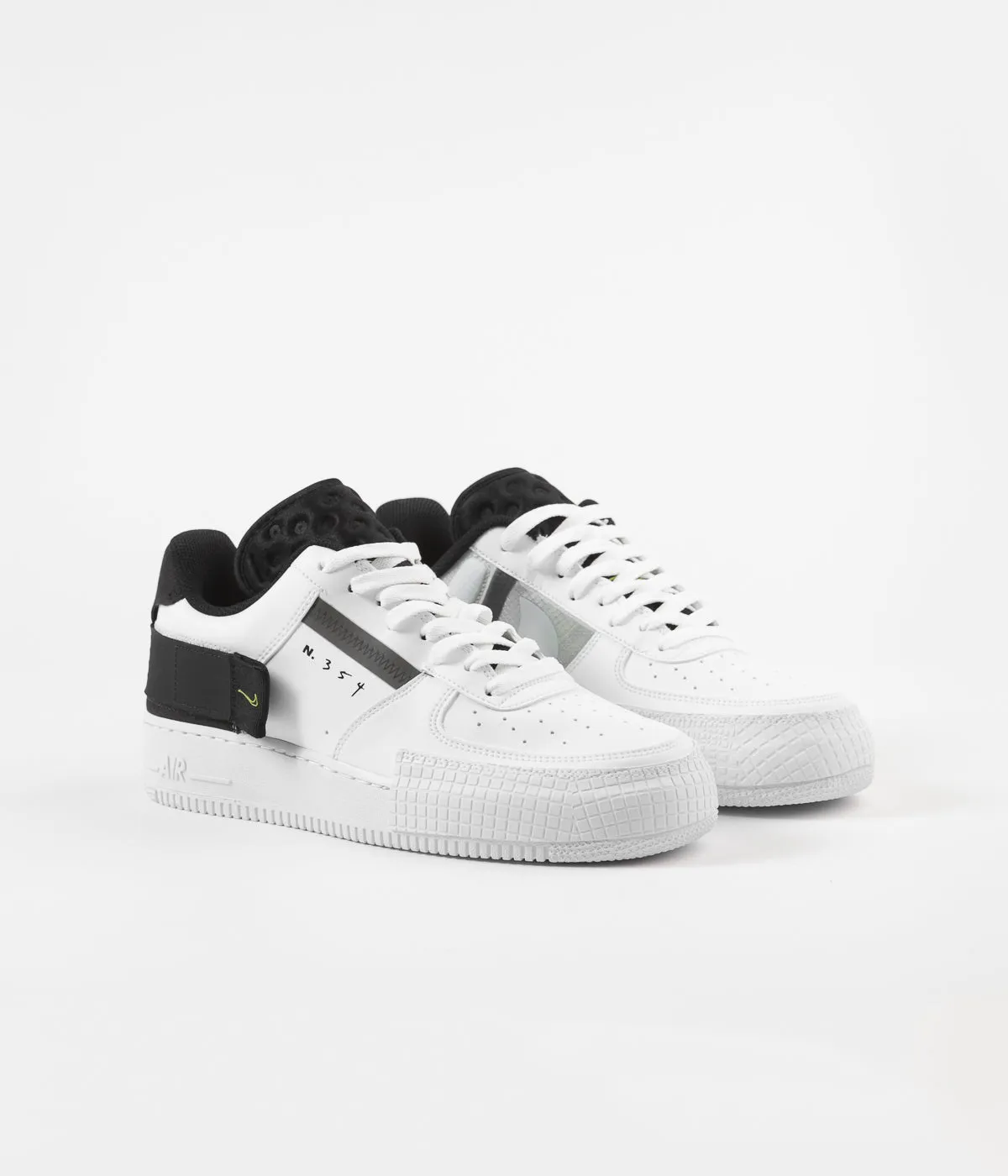 Nike Air Force 1 Type Shoes - White / Volt - Black - White