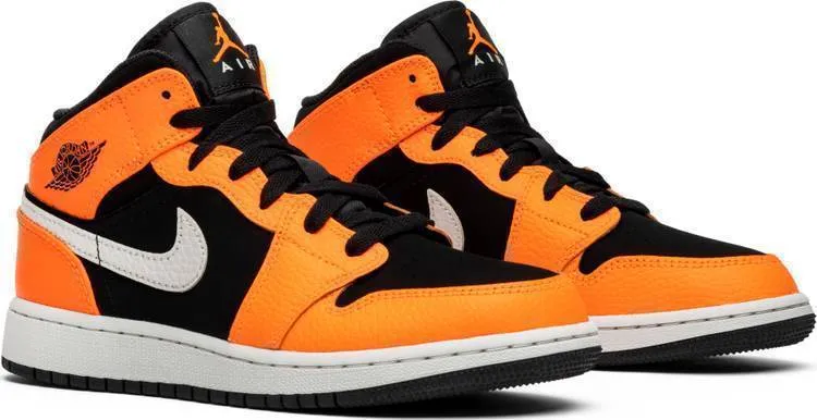 Nike Air Jordan 1 Mid GS Orange Black Shoes Basketball Men !!! CYBER MONDAY SALE !!!