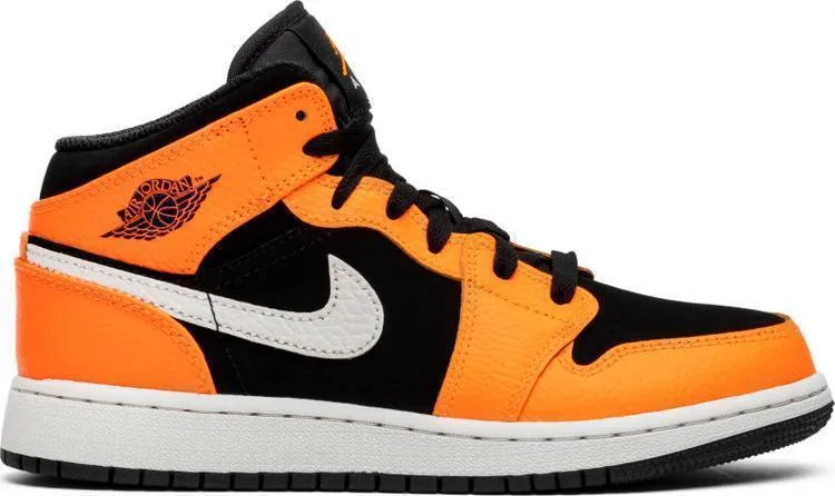 Nike Air Jordan 1 Mid GS Orange Black Shoes Basketball Men !!! CYBER MONDAY SALE !!!