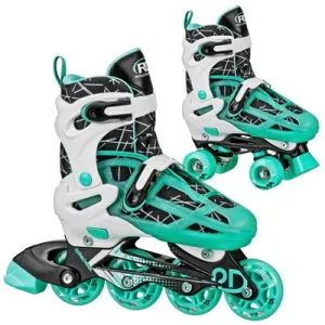 Open Box - Roller Derby Mint Prodigy Kids' Inline-Quad Combo Skates - White/Mint Green (3-6)