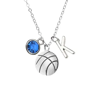 Personalized Basketball Necklace with Birthstone Charm