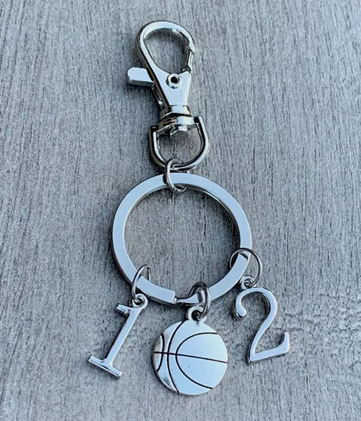 Personalized Basketball Zipper Pull Keychain