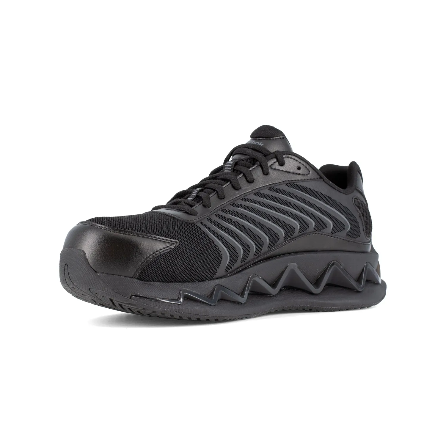 Reebok Womens Zig Elusion Heritage Black Mesh Low Cut Work Shoes