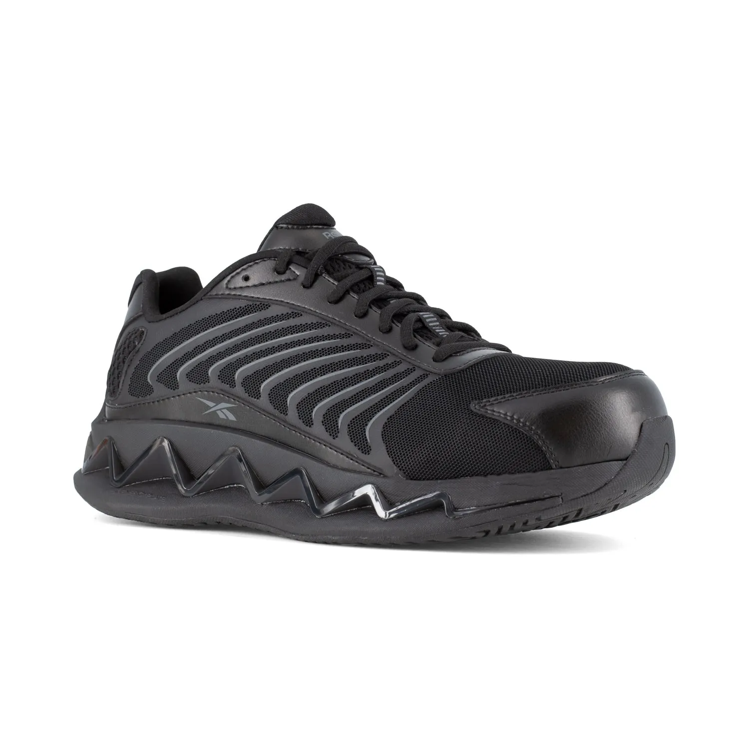 Reebok Womens Zig Elusion Heritage Black Mesh Low Cut Work Shoes