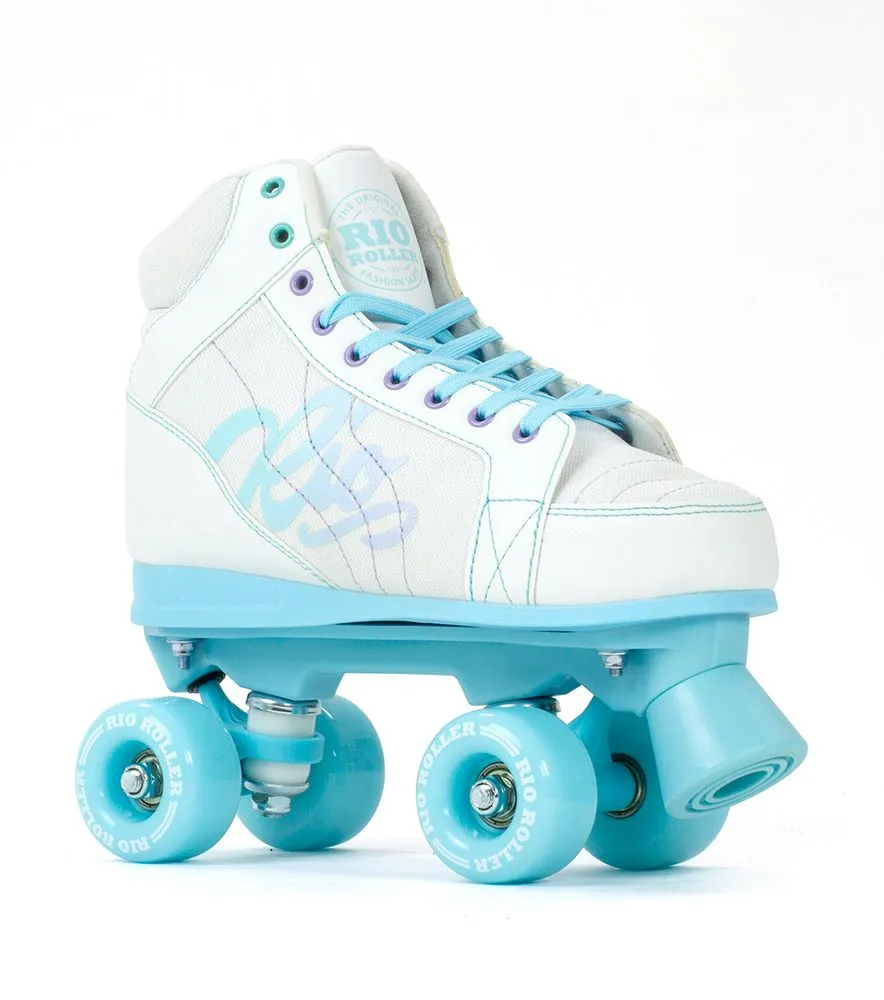 Rio Roller Lumina Roller Skates White Blue   FREE SFR SKATE BAG