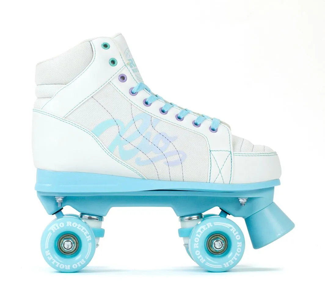 Rio Roller Lumina Roller Skates White Blue   FREE SFR SKATE BAG