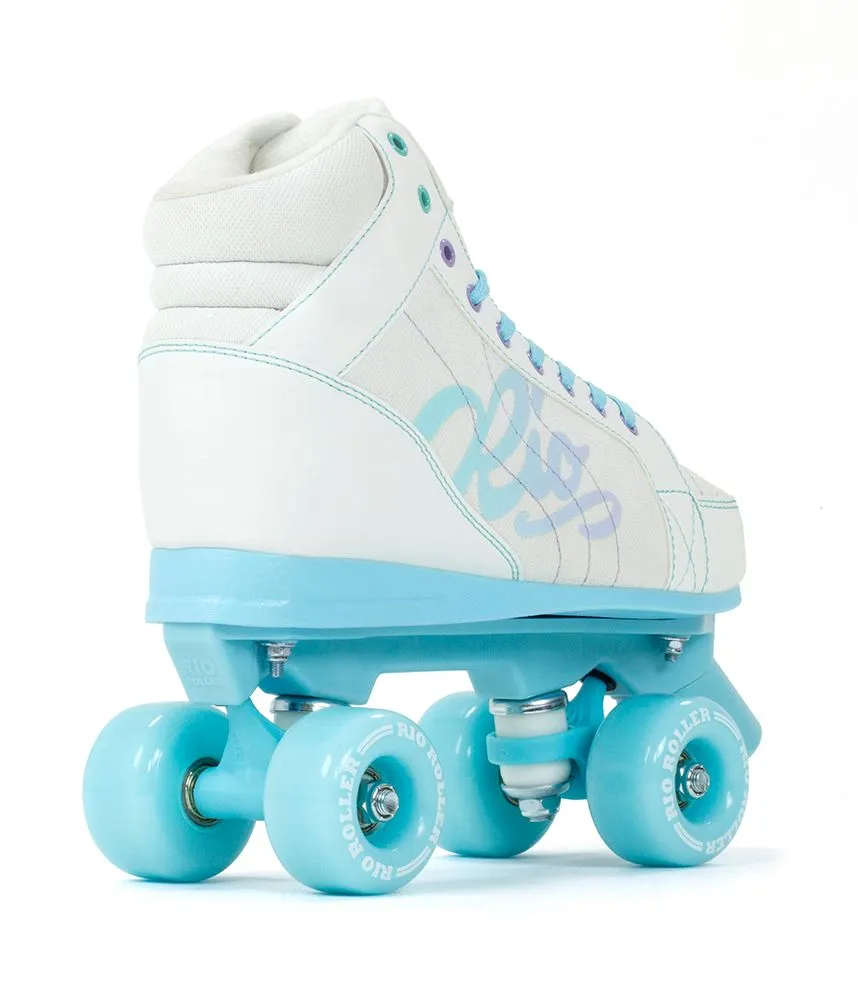 Rio Roller Lumina Roller Skates White Blue   FREE SFR SKATE BAG