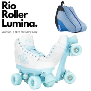 Rio Roller Lumina Roller Skates White Blue   FREE SFR SKATE BAG