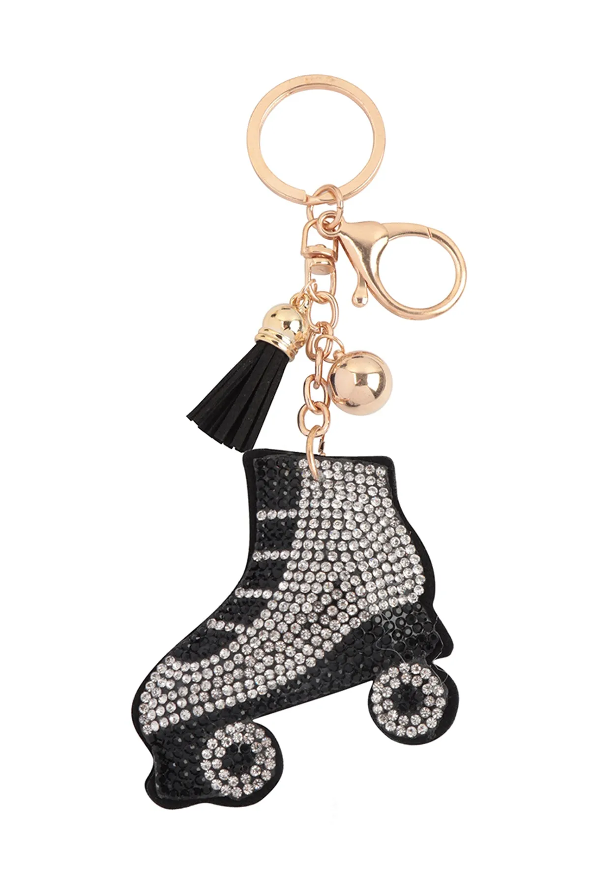 ROLLER SKATES SHOE RHINESTONE TASSEL KEYCHAIN