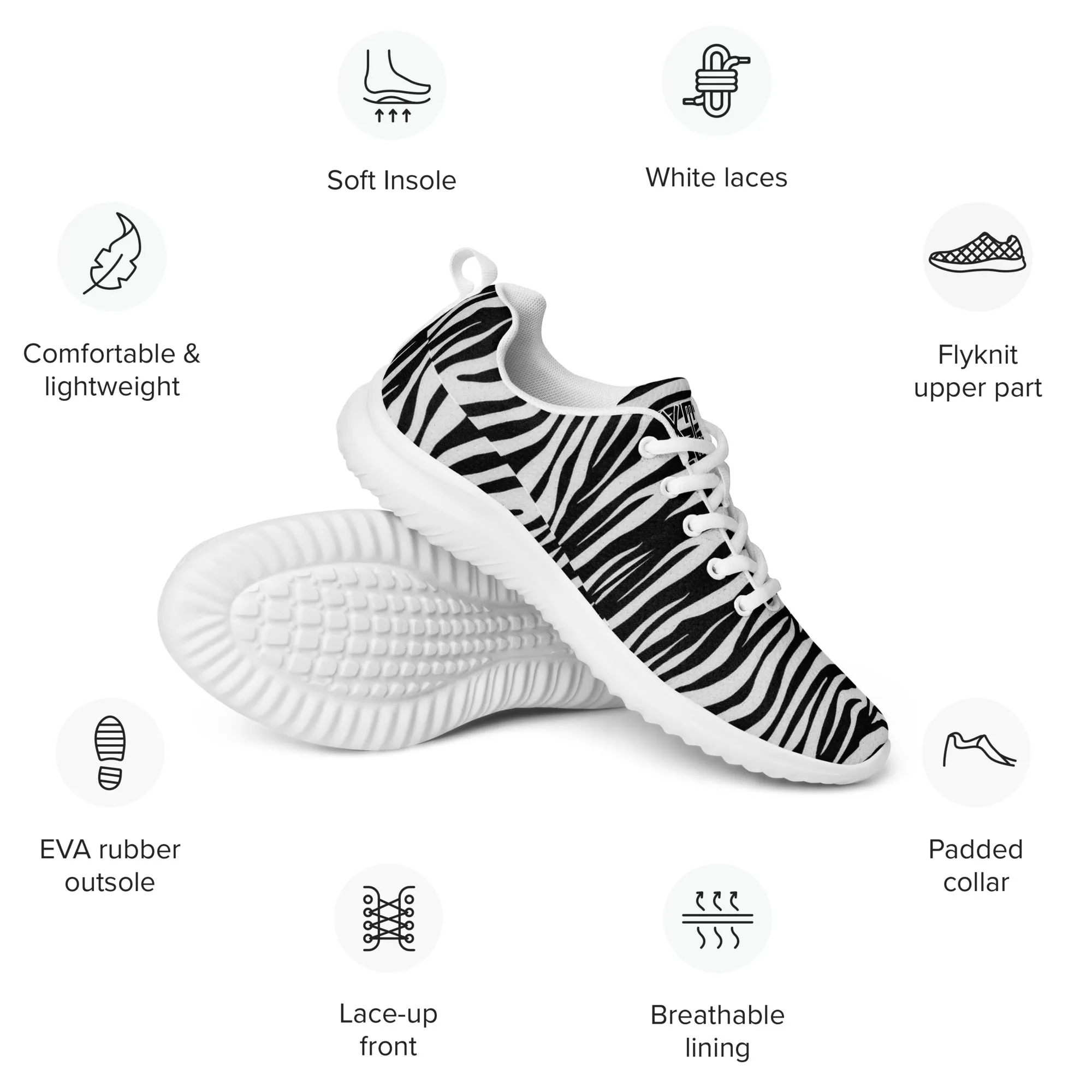 Sixty Eight 93 Logo White & Black OG Zebra Women’s Athletic Shoes