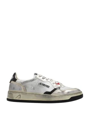 SNEAKERS MEDALIST LOW SUPER VINTAGE IN MESH BIANCO E PELLE ORO E NERA.