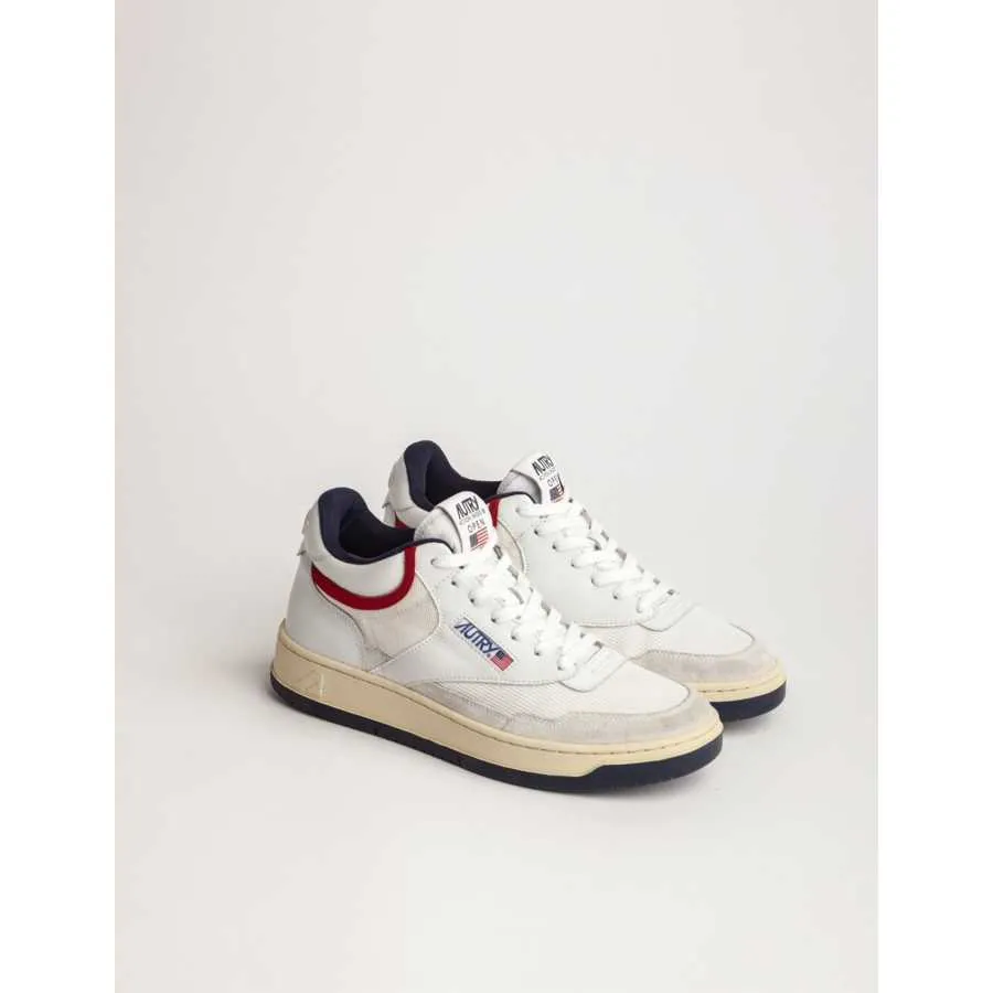 Sneakers Open Mid En Mesh Et Cuir Blanches - Autry pour homme