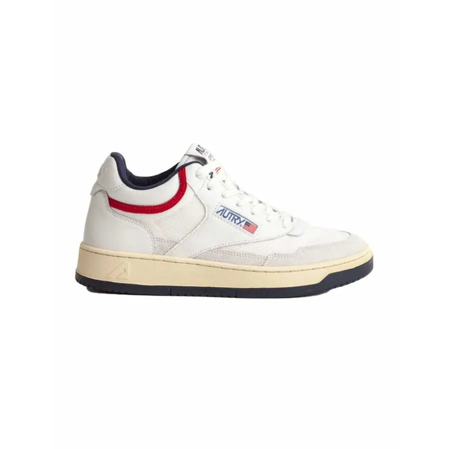 Sneakers Open Mid En Mesh Et Cuir Blanches - Autry pour homme