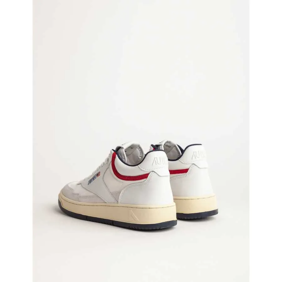 Sneakers Open Mid En Mesh Et Cuir Blanches - Autry pour homme