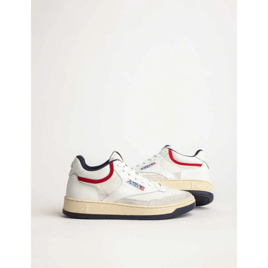 Sneakers Open Mid En Mesh Et Cuir Blanches - Autry pour homme