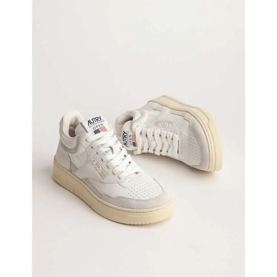 Sneakers Open Mid Mesh Et Cuir Blanches Autry Homme | Soulery