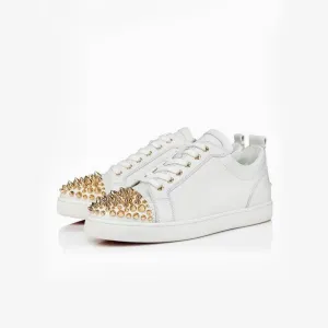 Studded White Sneakers with Metallic Accents