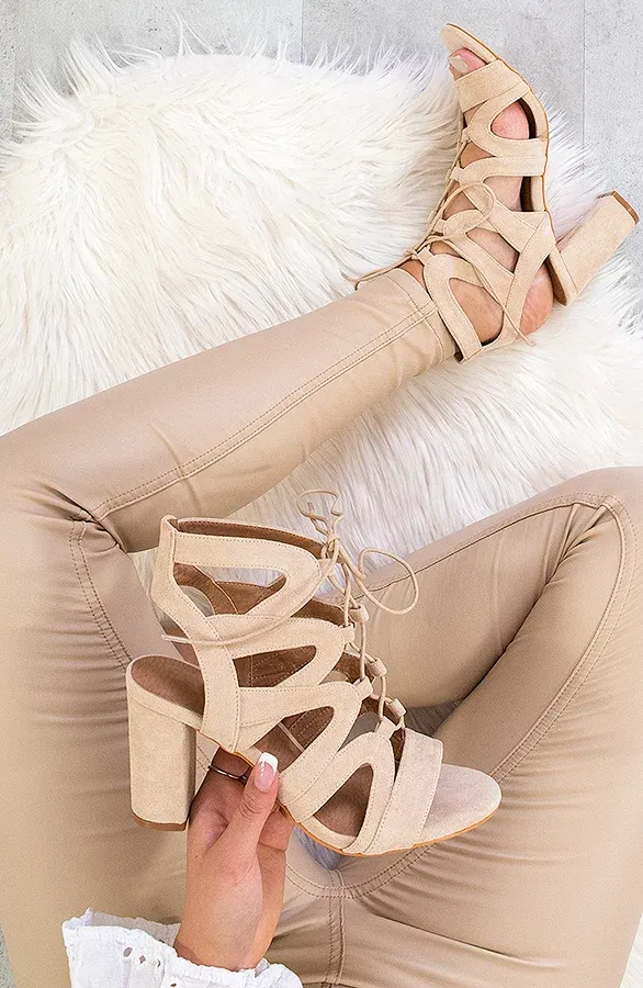 Suède Gladiator Heels Beige