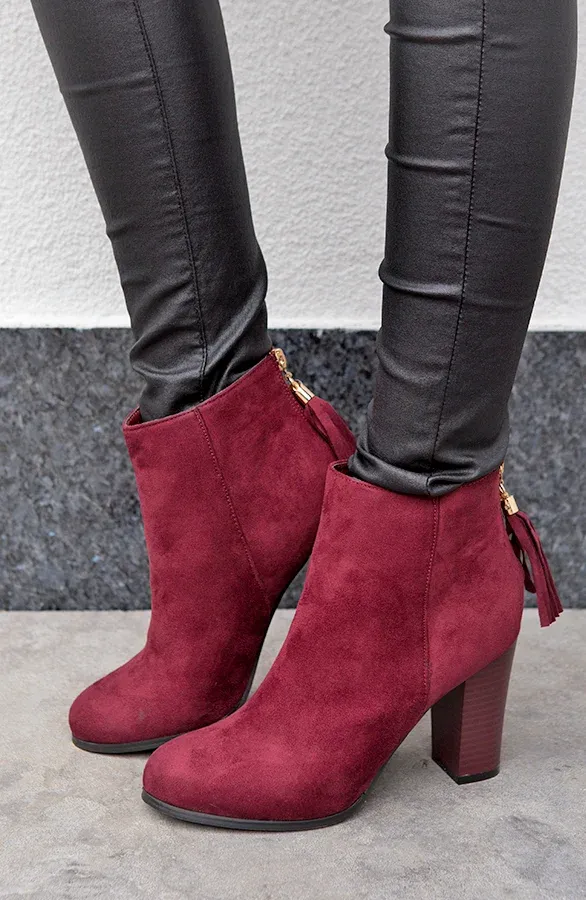 Suede Heels Bordeaux