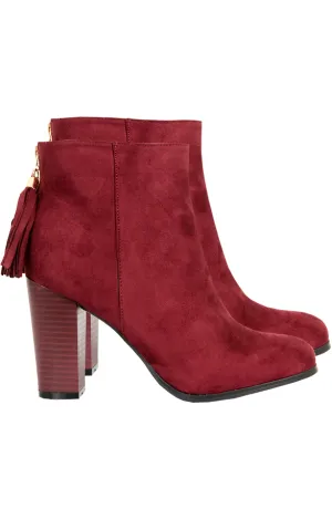 Suede Tassel Heels Bordeaux