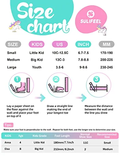 SULIFEEL Rainbow Unicorn 4 Size Adjustable Light up Roller Skates for Girls Boys for Youth Large