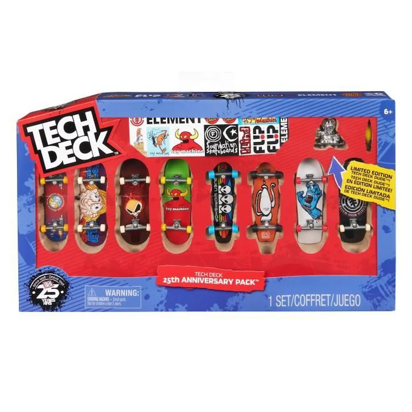 Tech Deck - Coffret 25e Anniversaire - 8 finger skates - Mixte - Blanc - Autocollants inclus blanc - Spin Master