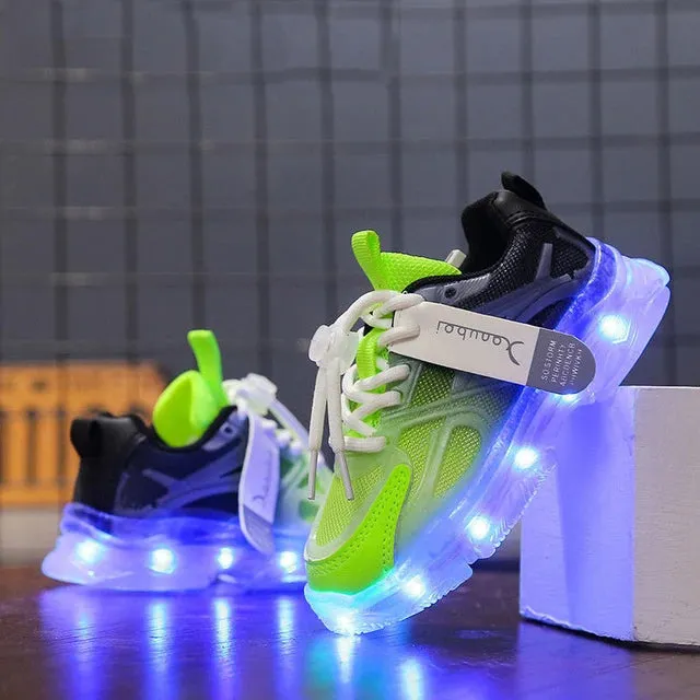 USB charge Kids Sneakers Light Up Casual Running Shoes Boys Girls Walking Sports Shoes LED Flashing Breathable Luminous Shoes