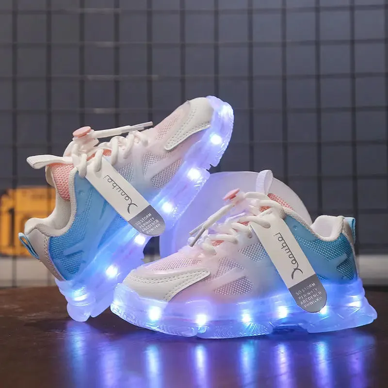 USB charge Kids Sneakers Light Up Casual Running Shoes Boys Girls Walking Sports Shoes LED Flashing Breathable Luminous Shoes