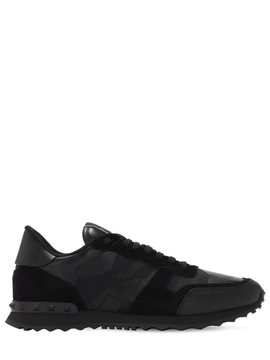 Valentino Garavani   Rock Runner leather &amp; canvas sneakers 