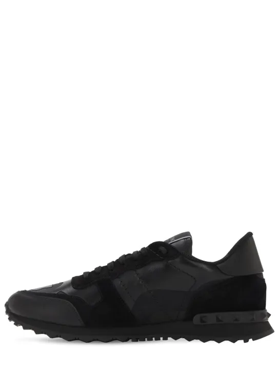 Valentino Garavani   Rock Runner leather &amp; canvas sneakers 