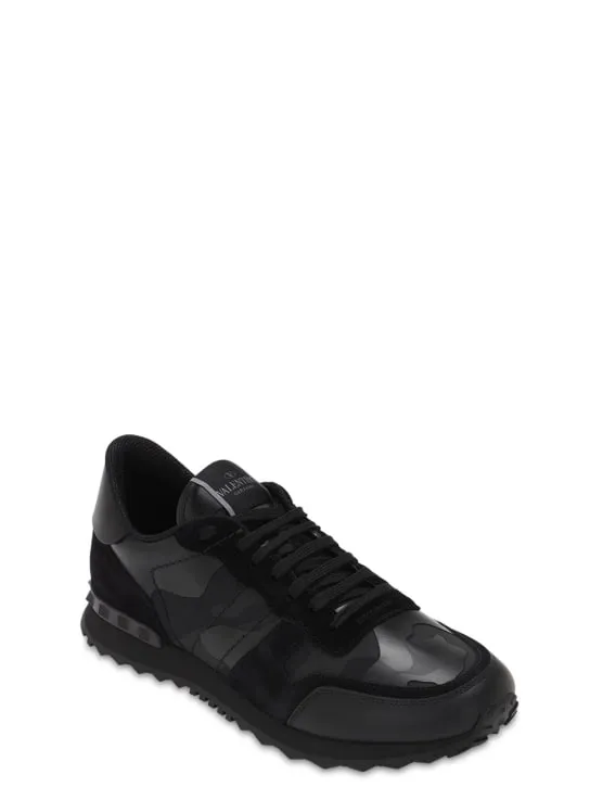 Valentino Garavani   Rock Runner leather &amp; canvas sneakers 