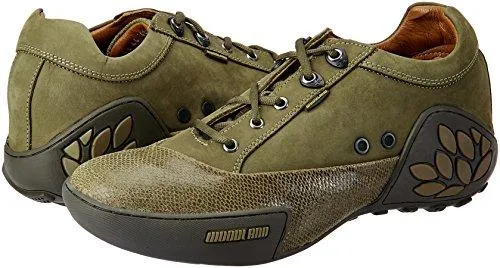 Woodland Men's Green Leather Sneakers - 9 UK/India (43 EU)